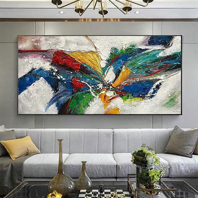  ręcznie robiony obraz olejny na płótnie dekoracja ścienna nowoczesny kolorowy abstrakcyjny tekstura do salonu wystrój domu walcowany bezramowy, nierozciągnięty obraz