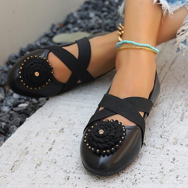  Női Lapos Kényelmes cipők Napi Lapos Kerek orrú Alkalmi Műbőr Papucs Mandula Fekete