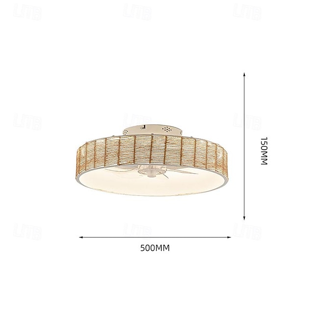  Rotan plafondventilator met licht 50 cm 19,66 inch plafondventilator licht app-bediening voor getimede zes snelheden ingebouwde plafondventilator met licht ac110v ac220v