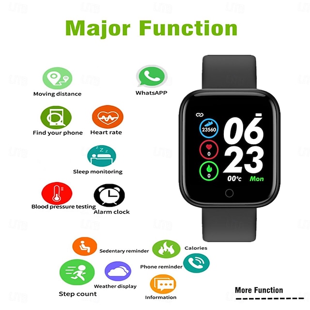  Y68 Умные часы 1.44 дюймовый Смарт Часы Bluetooth Педометр Напоминание о звонке Датчик для отслеживания сна Совместим с Android iOS Женский Мужчины