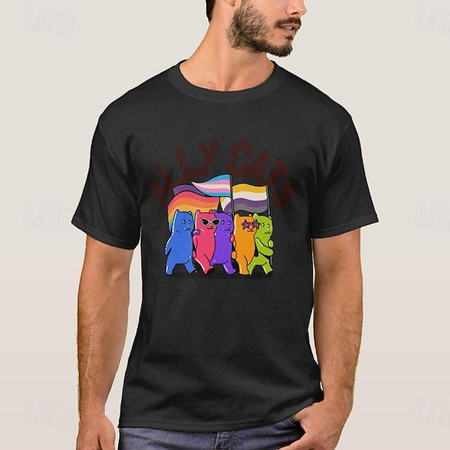  LGBT LGBTQ חולצת טי חולצות גאווה קשת אלי קאטס מצחיק לסבית הומו עבור לזוג יוניסקס מבוגרים נשף מסכות הטבעה חמה מצעד הגאווה חודש הגאווה
