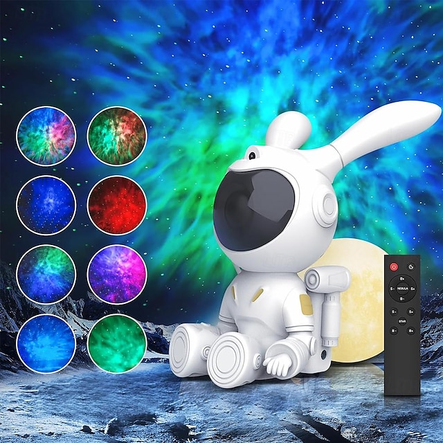  Intelligent Starlight Galaxy Projector Rotating Nebula Stars 24-Hour Timer Mode Projector Decorated with Starry Sky Projection Light in Bedroom Cute Rabbit Style Night Light