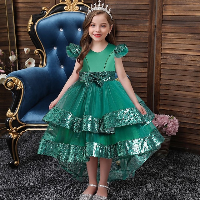 Παιδιά Κοριτσίστικα Φόρεμα Φόρεμα για πάρτυ Συμπαγές Χρώμα Πούλια Κοντομάνικο Ειδική Περίσταση Γενέθλια Πριγκίπισσα Πανεμορφη Πολυεστέρας Δίχτυ Καλοκαίρι Άνοιξη Φθινόπωρο 4-12 χρόνια