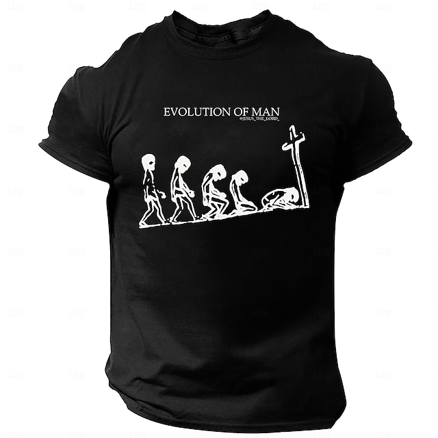  Evolution of Man Men's Graphic 100% Cotton Shirt Vintage Shirt Short Sleeve Comfortable Tee Summer Fashion Designer Clothing