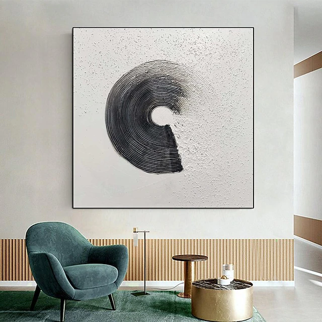 Hand painted Black and White 3D Texture oil painting hand painted Wall ...