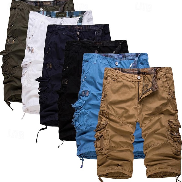  Herre Shorts med lommer Trekking-shorts Multi lomme Bogstaver Korte Daglig Afslappet / Sportslig Militærgrøn Sort Medium Talje Uelastisk