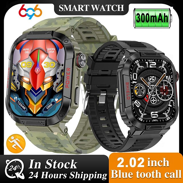  696 HBTK25 Smart Watch 2.02 inch Smart armbånd Smartwatch Bluetooth Skridtæller Samtalepåmindelse Sleeptracker Kompatibel med Android iOS Herre Handsfree opkald Beskedpåmindelse IP 67 42mm urkasse