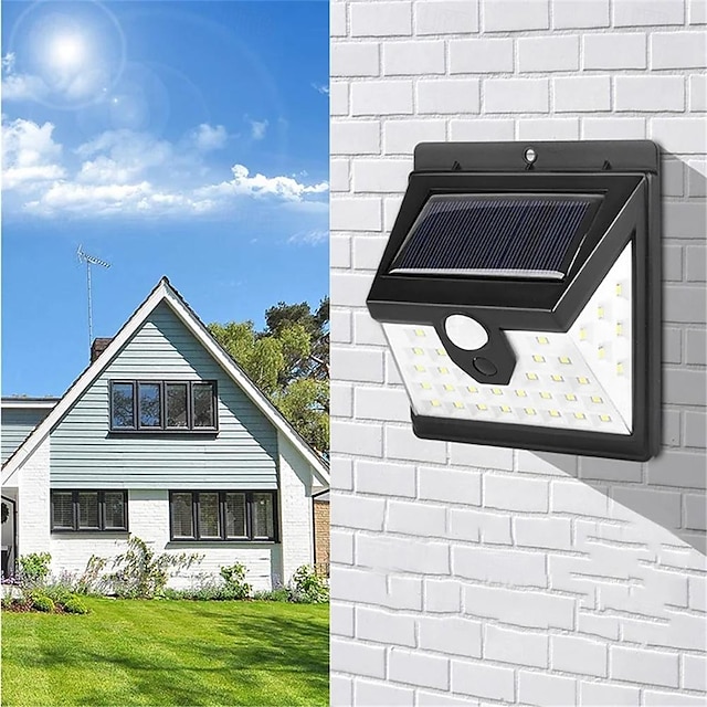  napelemes kültéri fali lámpa 40 led ip65 vízálló sport kültéri fali lámpa udvari garázs világítás kültéri kert 1db