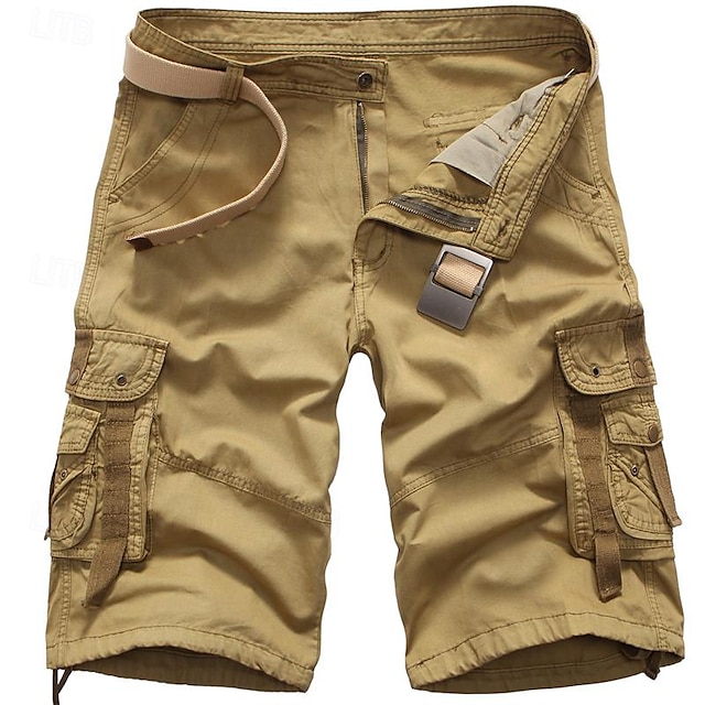  Men's Tactical Shorts Cargo Shorts Shorts Button Multi Pocket Plain Wearable Short Outdoor Daily Going out Fashion Classic Black Khaki