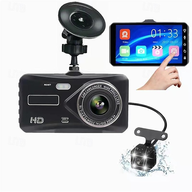  Hd Front and Rear Dual Recording Touch Screen DVR Large Angle 24 Hours 1080P Tachograph