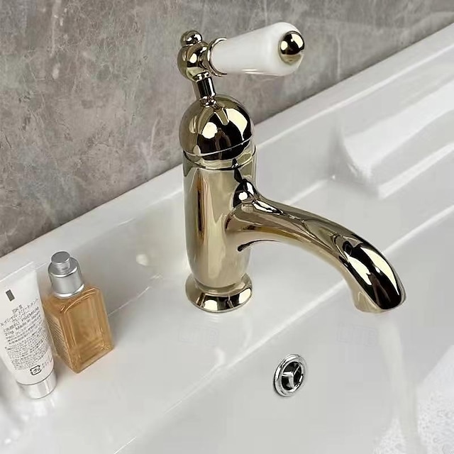  Ванная раковина кран - Классический Электропокрытие По центру Одной ручкой одно отверстиеBath Taps