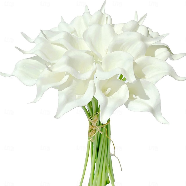  10 stk kunstige calla lilje silkeblomster realistisk pu miniature blomsterdekor perfekt til hjemmet, fotografering, begivenheder og kreative gør-det-selv-projekter