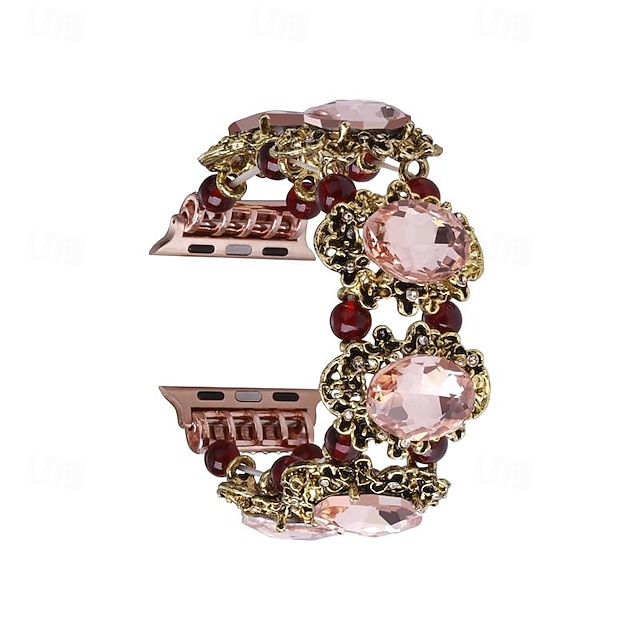  Bijoux Bracelet Compatible avec Bracelet Apple Watch 38mm 40mm 41mm 42mm 44mm 45mm 49mm Élastique Diamant bling Perlé Alliage Strass Bracelet de remplacement pour iwatch Ultra 2 Series 9 8 7 SE 6 5 4