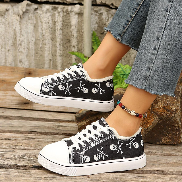Women's Sneakers Flats Slip-Ons Plus Size Canvas Shoes Daily Floral ...