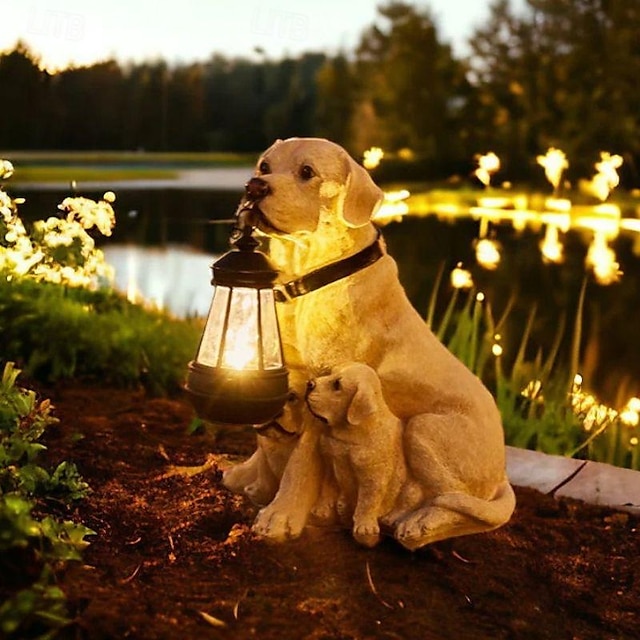  hunde solar lys udendørs, vandtæt, hunde have indretning, sol have lys udendørs vandtæt dekoration landskab arrangement græsplæne lampe udendørs ornamenter