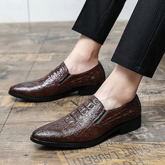  Men's Loafers & Slip-Ons Dress Shoes Reptile Shoes Walking Business British Gentleman Wedding Office & Career Party & Evening Nappa Leather Comfortable Black Brown Spring