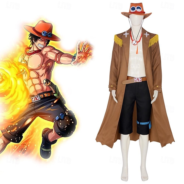  Ispirato da One Piece Portgas·D·Ace Anime Costumi Cosplay Giapponese Halloween Abiti Cosplay Manica lunga Costume Per Per uomo