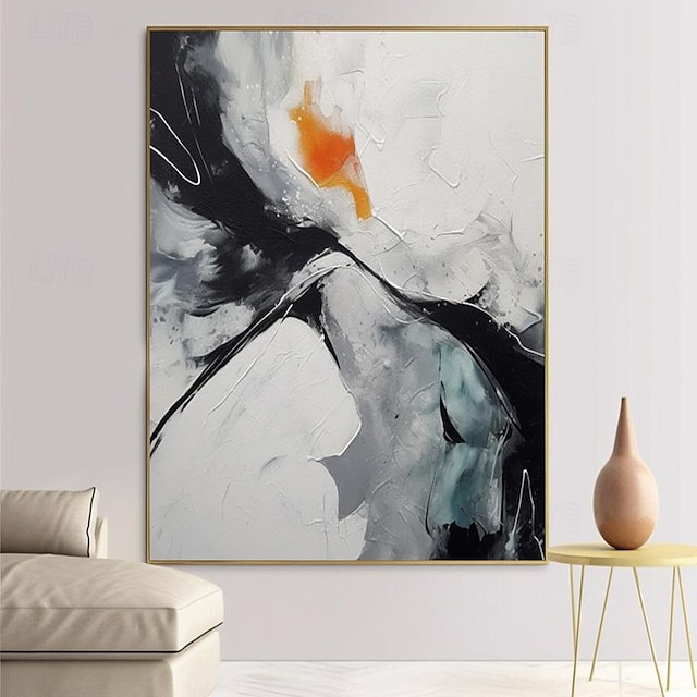  Large Black and White Abstract Hand painted Oil Painting Textured Wall Art Modern Black and White Painting on Canvas Minimalist abstract Painting Wall Decor