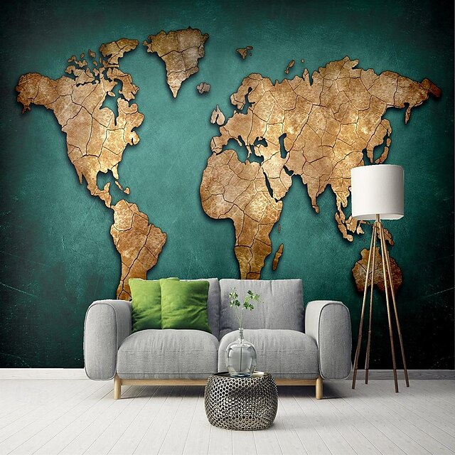  Cool Wallpapers World Map Wallpaper Wall Mural Wall Covering Sticker Peel and Stick Removable PVC/Vinyl Material Self Adhesive/Adhesive Required Wall Decor for Living Room Kitchen Bathroom