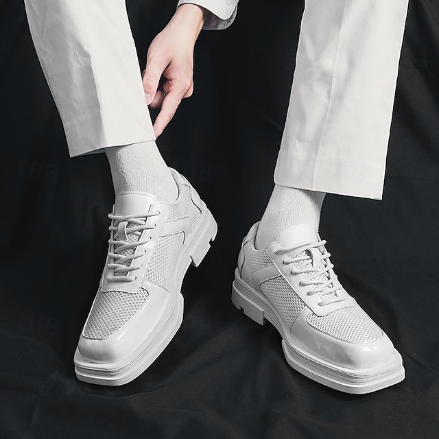  Pánské Oxfordské Společenské boty Chůze Na běžné nošení Britský gentleman Denní Kůže Prodyšné Šněrování Černá Bílá Jaro