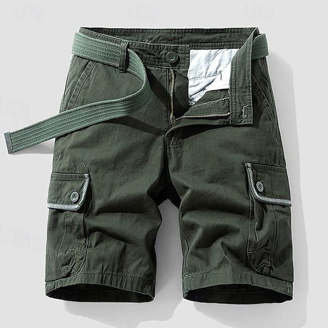 Homens Shorts táticos Bermuda Cargo Calção Botão Bolso multi Tecido Vestível Curto Ao ar livre Diário Para Noite 100% Algodão Moda Clássico Preto Verde Tropa
