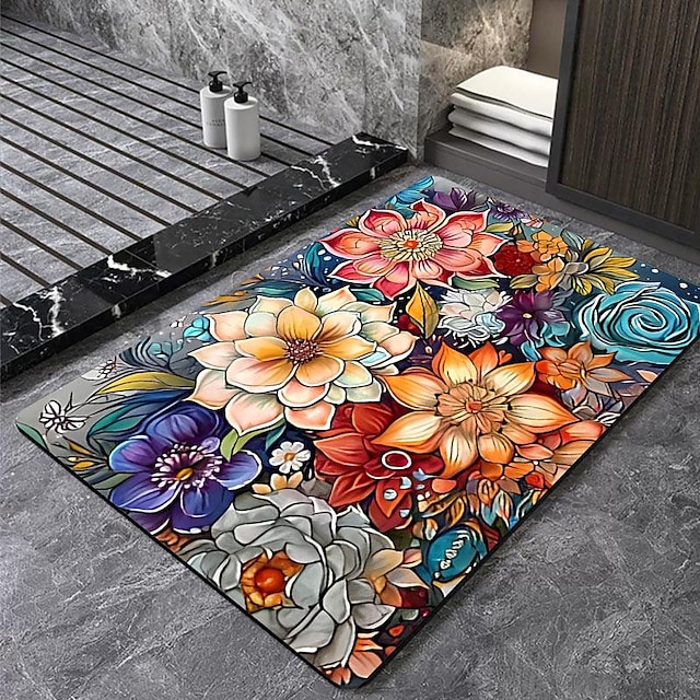  Koupelnové Koupelnové podložky Květiny Absorpční koberec do koupelny Polyester Neklouzavý
