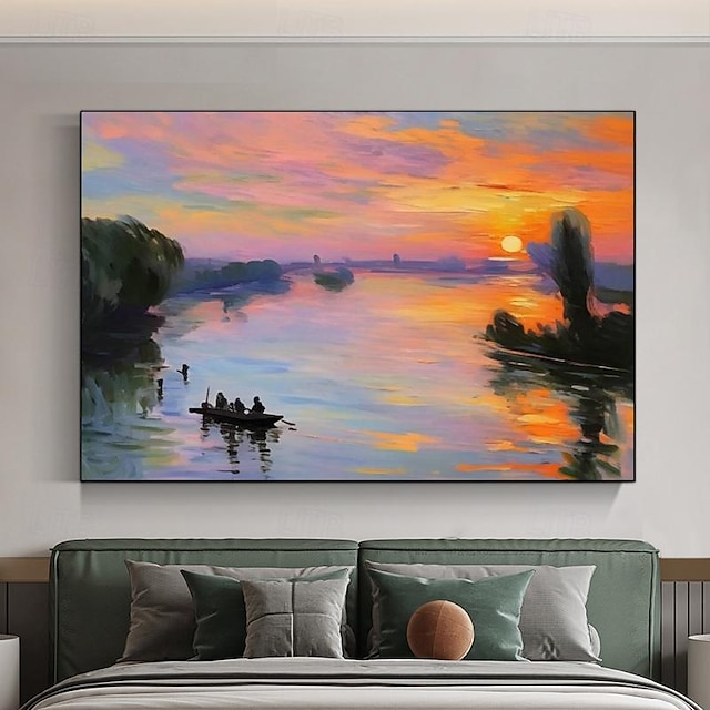  Kopie von Monet Impression Sunrise, Reproduktionen berühmter Monet-Gemälde, handgemalt für Wohnzimmerwand, dekorative Monet-Bilder (ohne Rahmen)