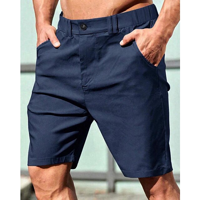  Men's Shorts Casual Shorts Pocket Elastic Waist Plain Comfort Short Holiday Beach Weekend Fashion Casual Dark Brown Black Micro-elastic