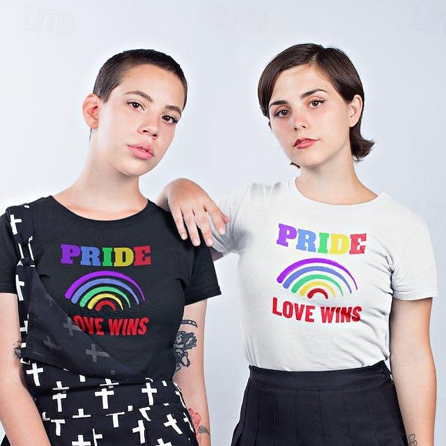  LGBT LGBTQ T-paita Pride paidat Sateenkaari Pride Rakkaus voittaa lesbo Käyttötarkoitus Naisten Aikuisten Naamiaiset Kuuma leimaus Pride-paraati Pride-kuukausi
