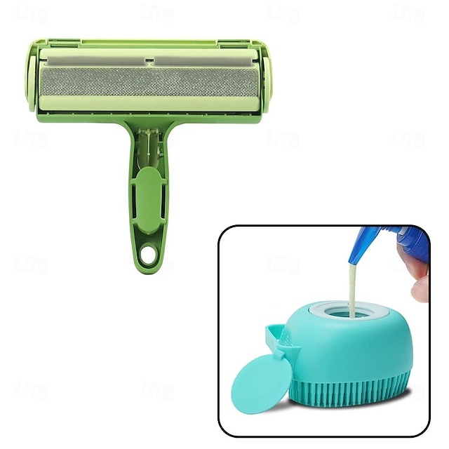  Eliminate Pet Hair Instantly - Reusable Hair Remover with Dog Bath Brush  For Dogs & Cats Hair Roller For Sofas