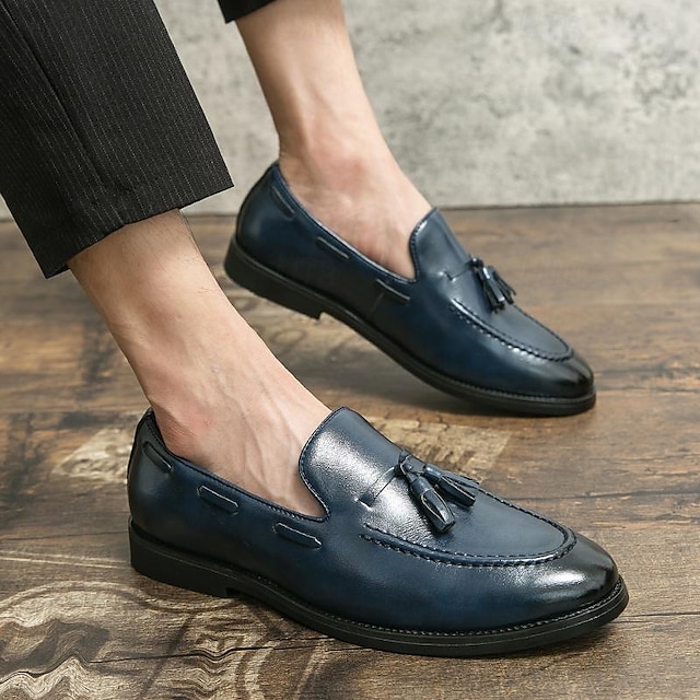  Men's Loafers & Slip-Ons Boat Shoes Tassel Loafers Walking Business British Gentleman Wedding Office & Career Party & Evening Synthetic leather Comfortable Black Blue Brown Spring