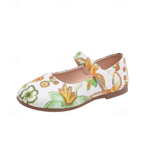  Girls' Flats Bohemian Style Flower Girl Shoes PU Portable Princess Shoes Little Kids(4-7ys) Toddler(2-4ys) Prom Walking Flower White Yellow Red Spring Fall