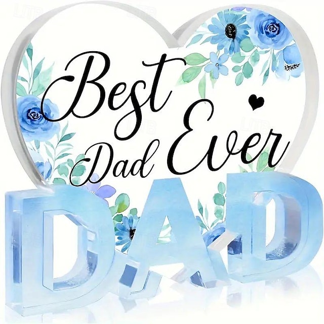 Father's Day Gift Gifts For Dad From Daughter Son Acrylic Heart Plaque For Dad Father's Day Birthday Christmas Gifts Best Dad Sign Table Decor Thanksgiving Gifts For Dad