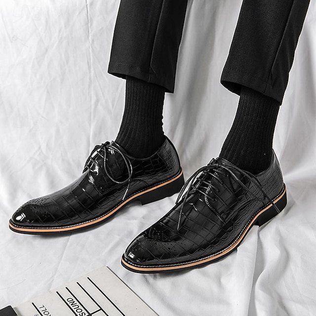  Men's Oxfords Brogue Dress Shoes Walking Vintage Business British Office & Career Party & Evening Synthetic leather Comfortable Lace-up Black Brown Spring