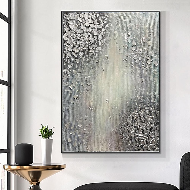  Pintura al óleo hecha a mano lienzo arte de la pared decoración wabi-sabi plata moderna 3d abstracto para sala de estar decoración del hogar pintura sin marco enrollada