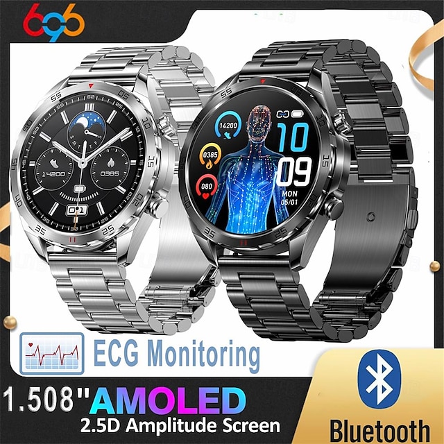  696 NX16 Smart Watch 1.58 inch Smart Band Fitness Bracelet Bluetooth ECG+PPG Pedometer Call Reminder Compatible with Android iOS Men Hands-Free Calls Message Reminder IP 67 50mm Watch Case