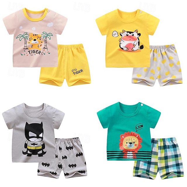  Summer New Children's Clothing Short Sleeved Set Wholesale Men And Women's Baby T-Shirts And Shorts Two-Piece Set Made Of Pure Cotton