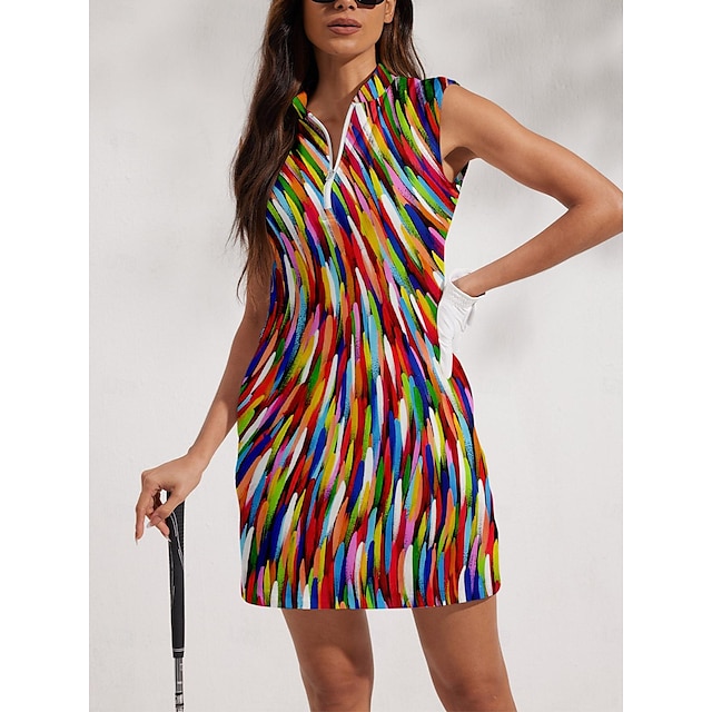  Femme robe de golf Rouge Sans Manches Floral Vêtements de golf pour femmes, tenues, vêtements