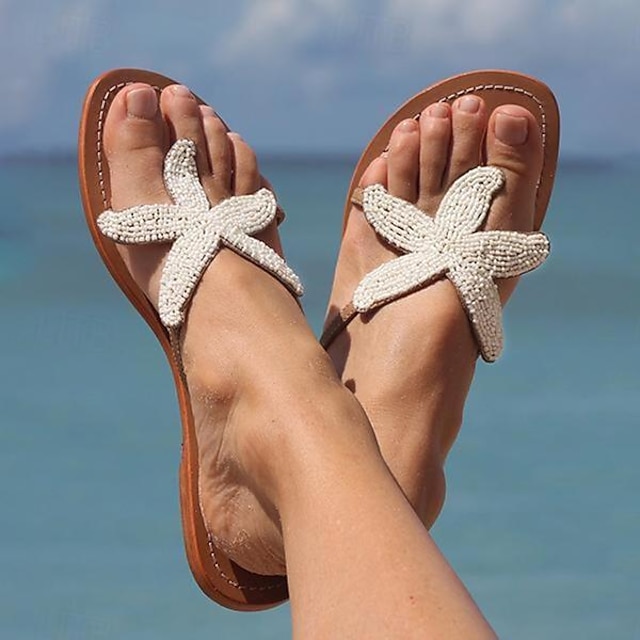  Γυναικεία Παντόφλες Μπόχο Παντόφλες στην παραλία Διακοπές Παραλία Stea Πλατφόρμα Βοημία Διακοπές PU Ασημί Λευκό Χρυσό