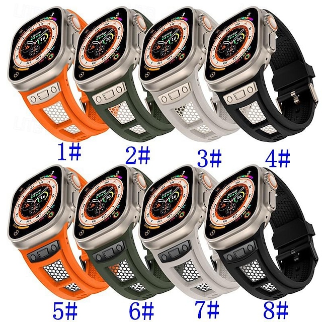  Banderolă Sport Compatibil cu Curea de ceas Apple Watch 42mm 44mm 45mm 49mm Robust Două tone Ajustabil TPU Silicon Curea de ceas de schimb pentru iwatch Ultra 2 Series 9 8 7 SE 6 5 4 3 2 1