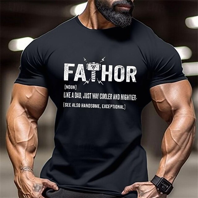 Men's T-Shirt: Fathor Definition Graphic Tee - Funny Dad Thor Pun Short Sleeve Shirt4