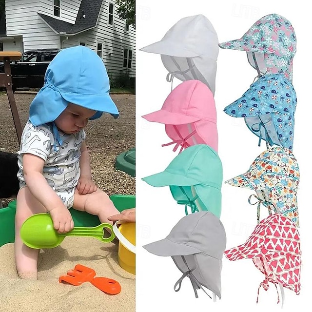  日焼け防止のための調整可能なつば広幼児用バケットハット - 男の子と女の子の赤ちゃん用のユニセックスビーチ盆地帽子