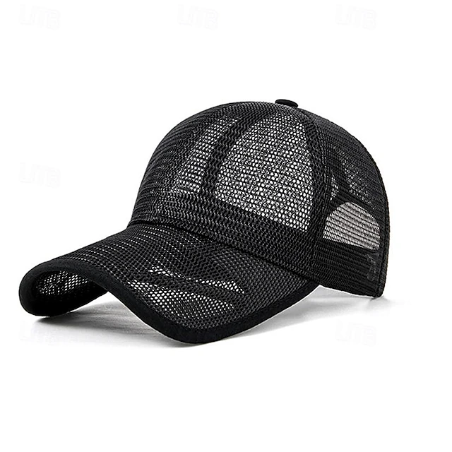 Men's Baseball Cap Sun Hat Trucker Hat Black White 100% Cotton Mesh Fashion Casual Street Daily Plain Adjustable Sunscreen Breathable 7