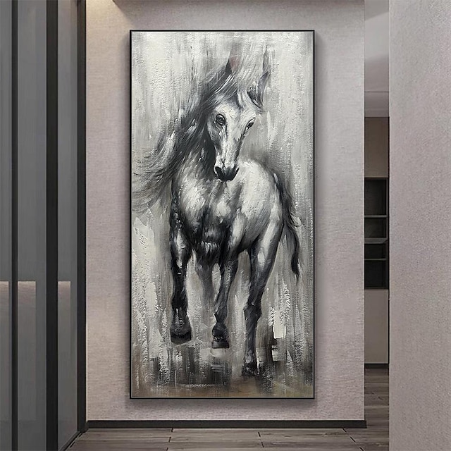  Mintura картины маслом лошади ручной работы на холсте, настенное художественное украшение, современная абстрактная картина с изображением животных для домашнего декора, свернутая безрамная