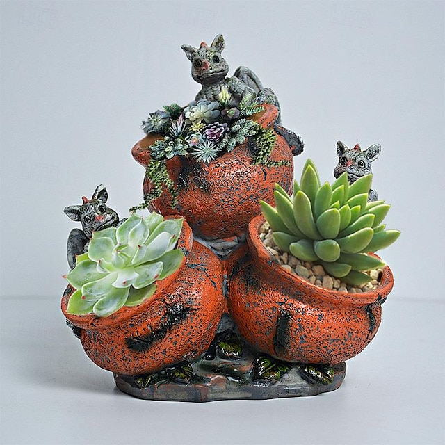  Vaso per piante drago - adatto per ufficio, casa, balcone, patio, decorazione del giardino, artigianato in resina
