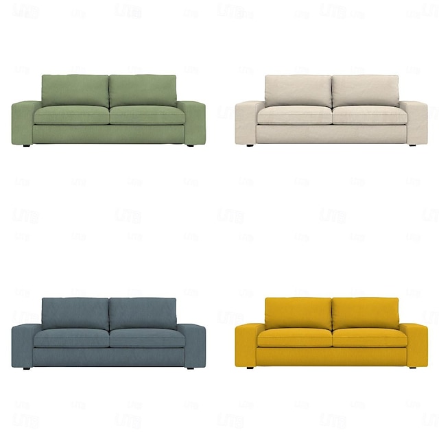 Capa para sofá kivik de 3 lugares acolchoada capa 100% algodão cor sólida série ikea kivik