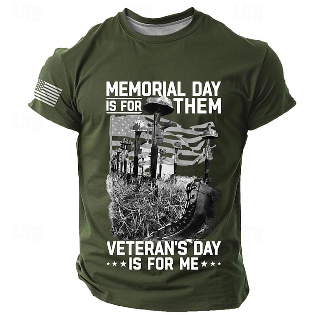  Vapen Dagligen Militär Herr 3D-tryck T-shirt Gata Ledigt Amerikanska självständighetsdagen T-shirt Svart Rubinrött Blå Kortärmad Rund hals Skjorta Sommar Vår Kläder S M L XL XXL XXXL