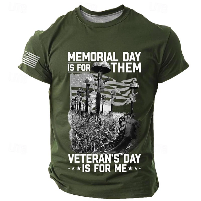 Veterans Day Men's Patriot Patriotic Veteran Gun T shirt Short Sleeve T shirt 3D Print Crew Neck Shirt Daily Military Street Casual Black Red Blue Summer Spring Clothing Apparel S M L XL XXL 7