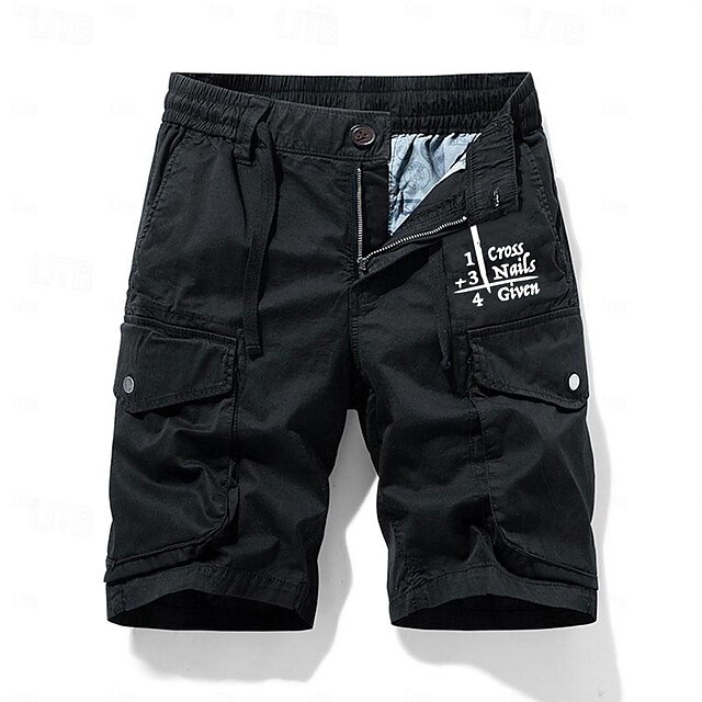 Men's Cargo Shorts Drawstring Graphic Cross Wrinkle Resistant Knee ...