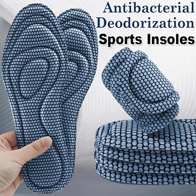  1 paire de semelles orthopédiques en mousse à mémoire de forme 5D, chaussures pour hommes et femmes, semelle intérieure déodorante nano antibactérienne, absorption de la sueur, tapis de course,